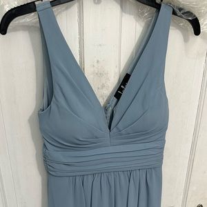 Lulus Ruched A-Line Chiffon Maxi Dress Light Blue XS length 56” Bust 32B